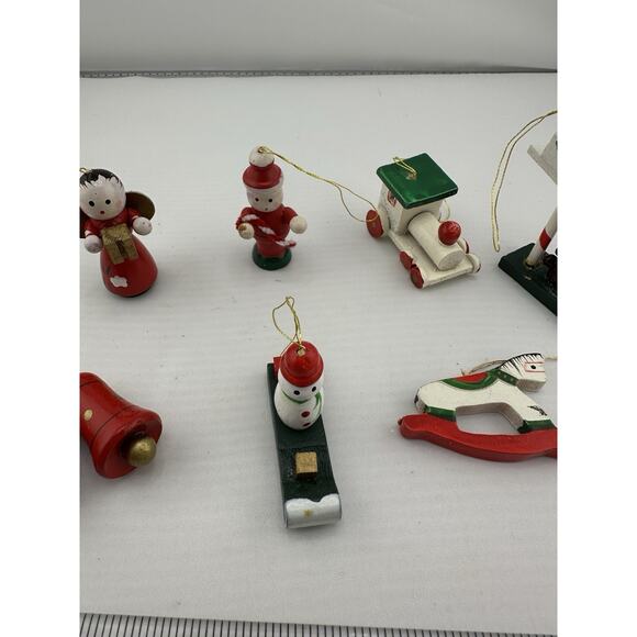 Set of 7 Vintage Wooden Germany Hand Painted Mini Christmas Ornaments - Picture 6 of 7